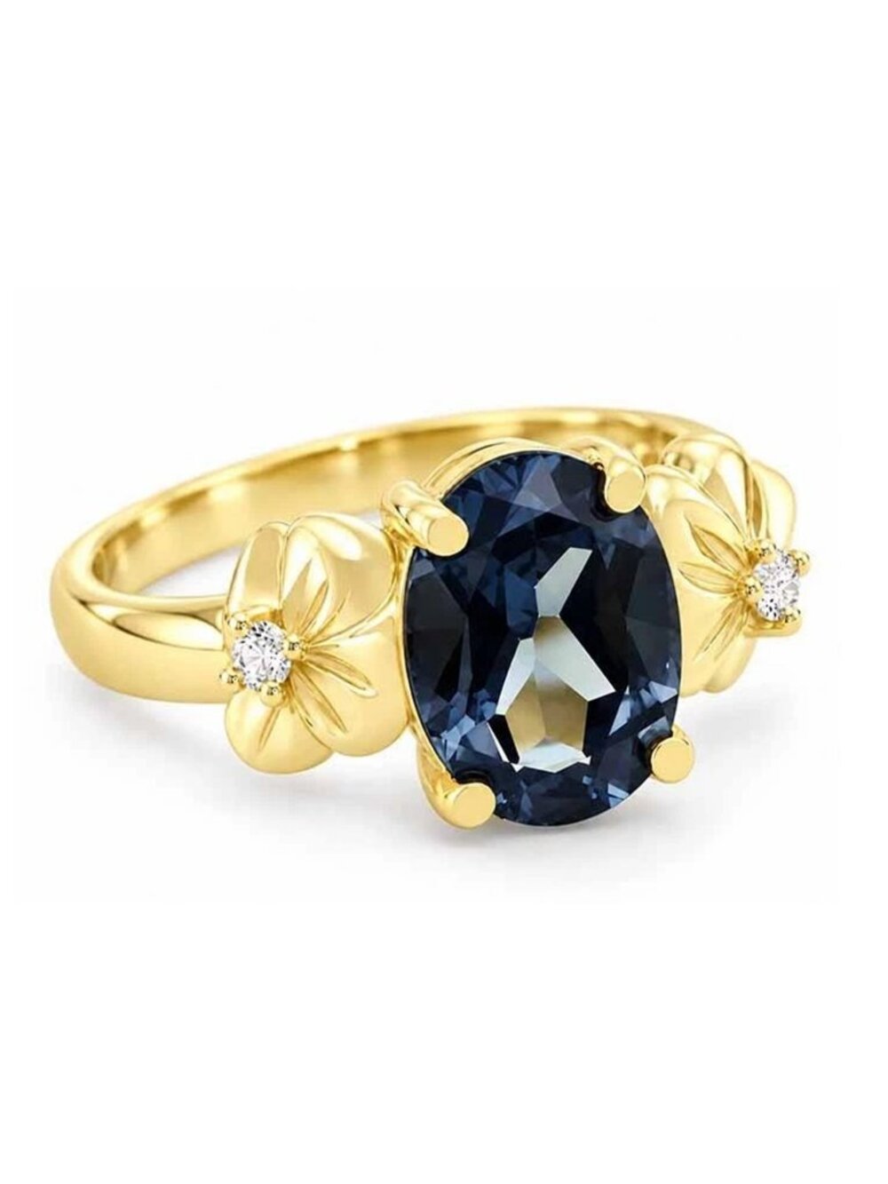 Created 1.72 Cts Alexandrite & White Sapphire Ring Solid 10k Gold